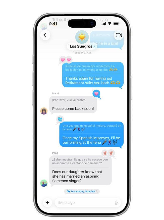  Live Translation in Messages, FaceTime, and Phone.