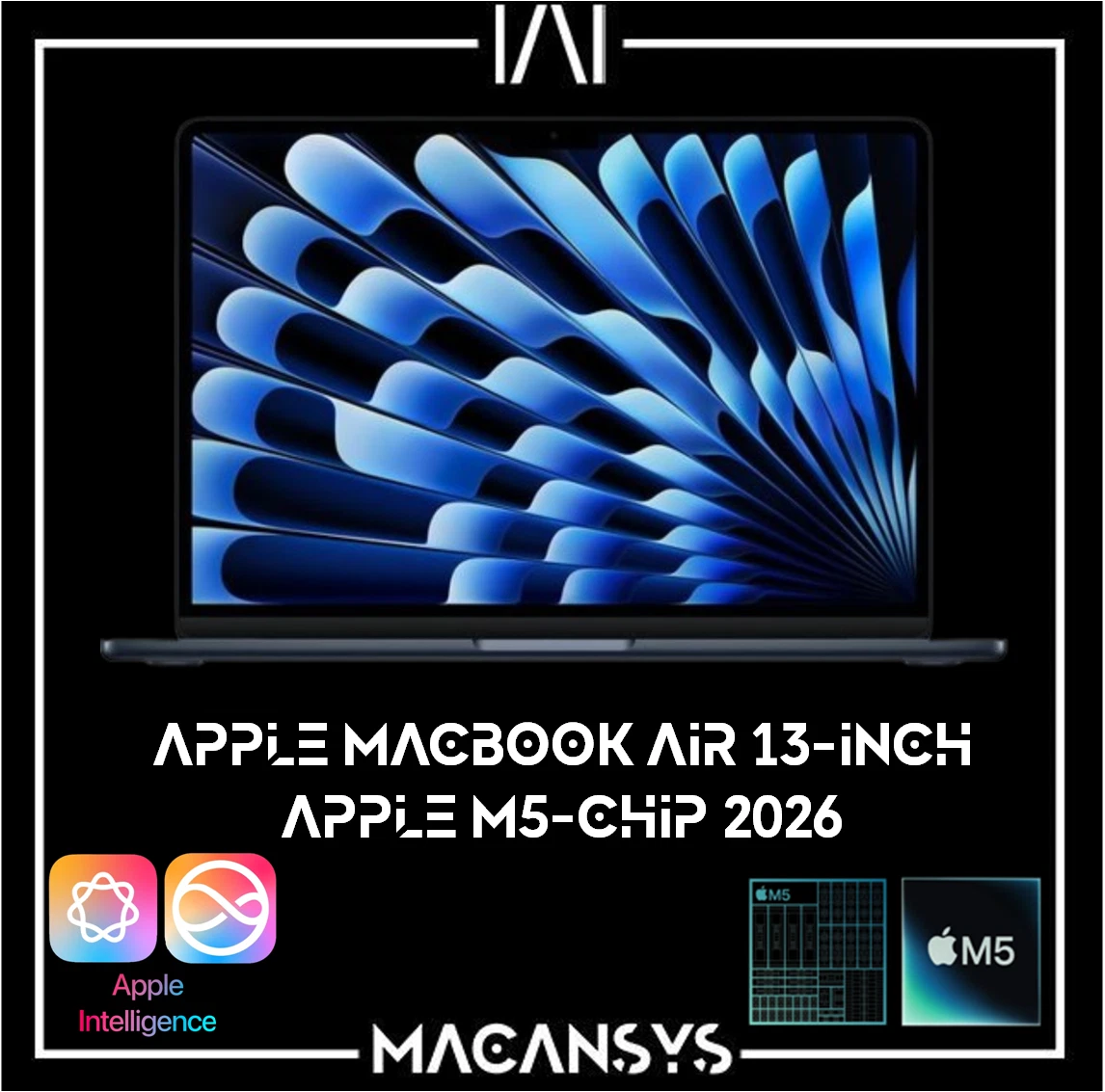 Apple MacBook Air 13 Inch M5 2026 10C CPU 8C GPU 16 GB 512 GB MDHE4BA Midnite